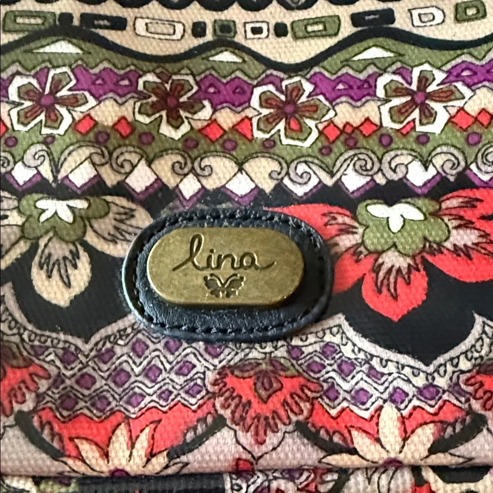 Lina 8.5”x11” padded iPad tablet Floral Crossbody Bag - Purple and Black
